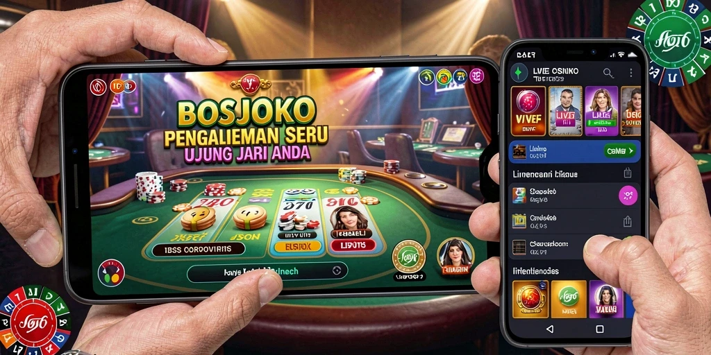 Tampilan utama BOSJOKO dengan dealer Live Casino yang interaktif.