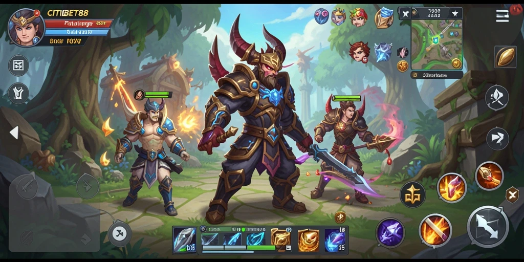 Screenshot gameplay CITIBET88 yang menunjukkan pertarungan seru antar karakter RPG.