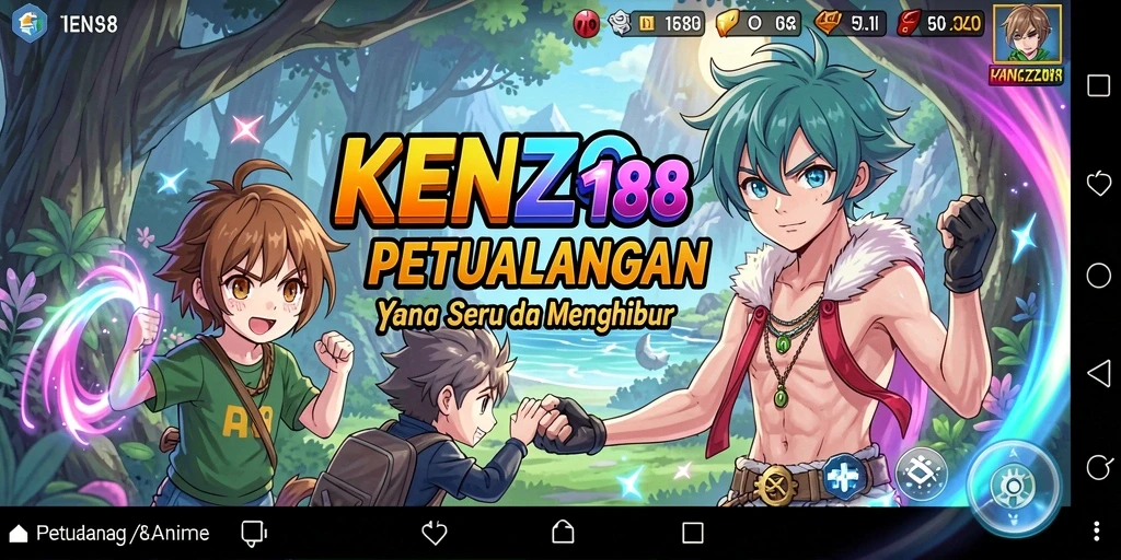 Tangkapan layar gameplay KENZO188 menampilkan aksi seru karakter anime.