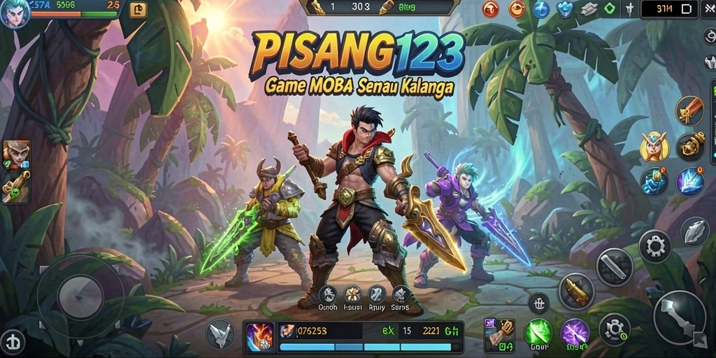 Screenshot gameplay PISANG123 menampilkan pertempuran tim yang seru.