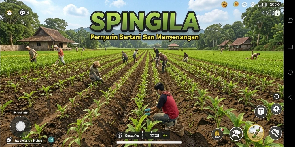 Screenshot SPINGILA menampilkan gameplay seru dalam dunia berkebun yang interaktif.